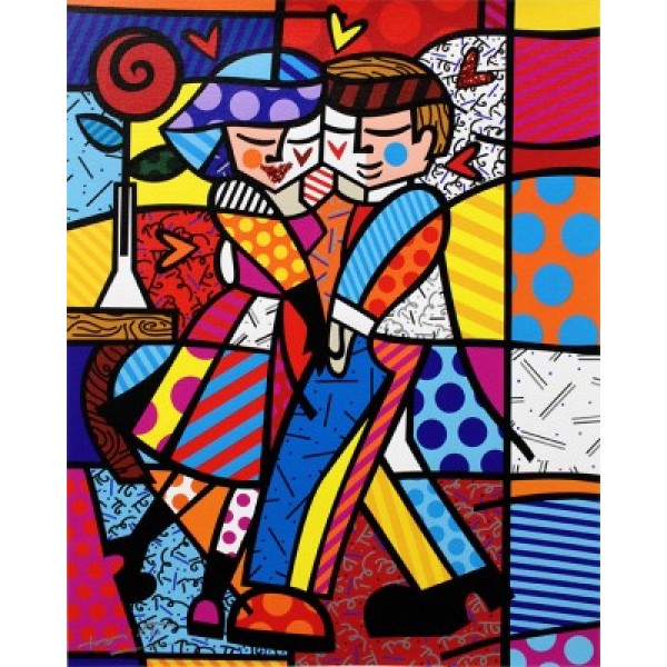 Romero Britto - "New Cheek to Cheek" Limited Edition Canvas