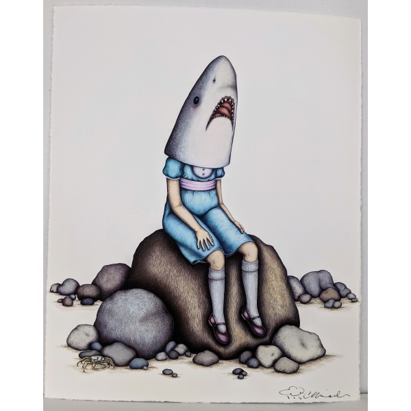 Casey Riordan -Petite 8x10 Shark Girl by the Sea 