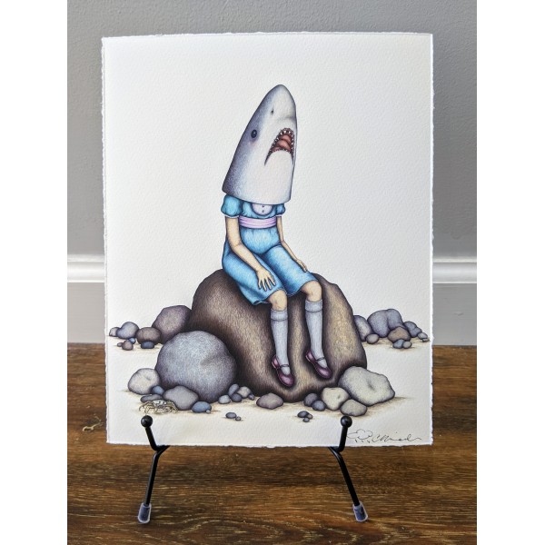 Casey Riordan -Petite 8x10 Shark Girl by the Sea 